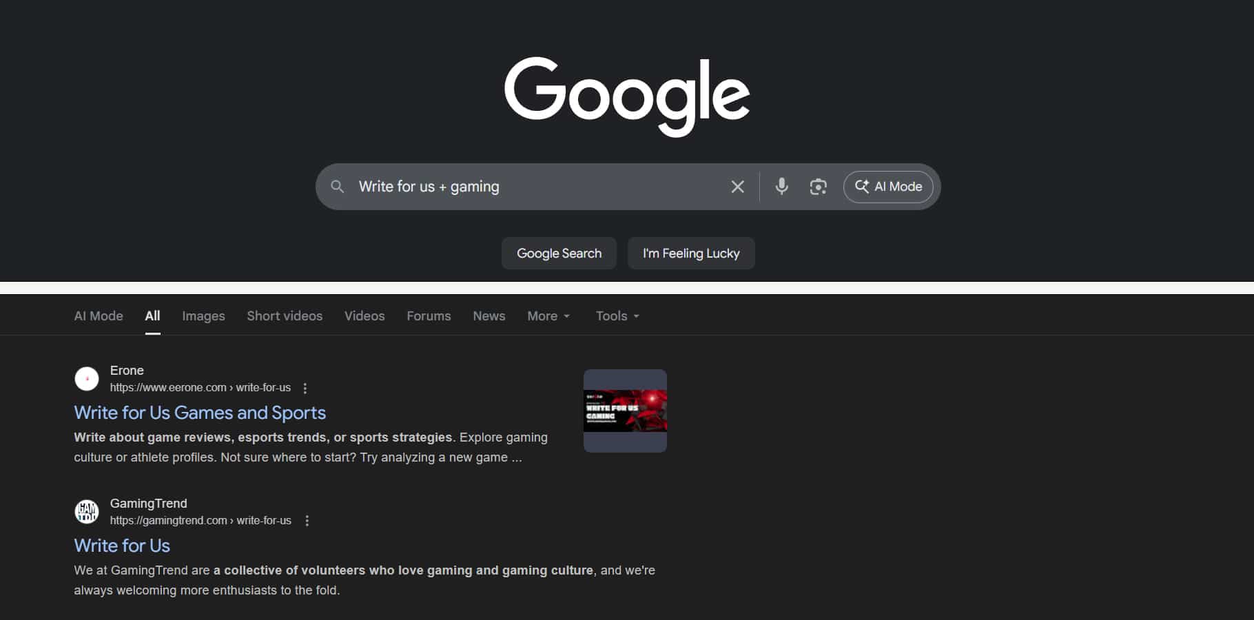 Google Search Manual Outreach Link Building - Write for Us (Example)