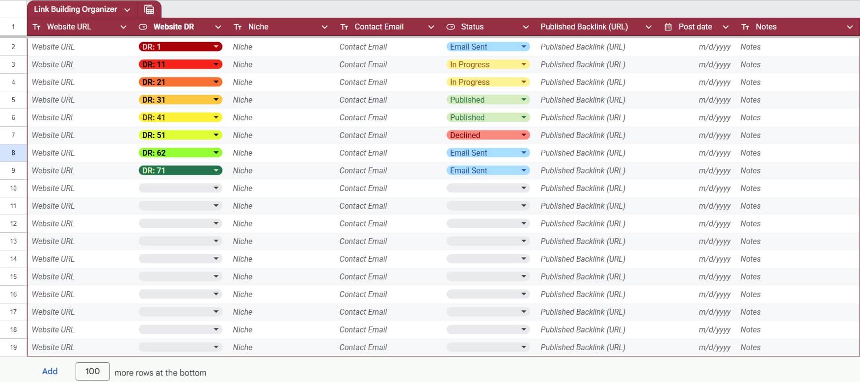 Link Building Organizer