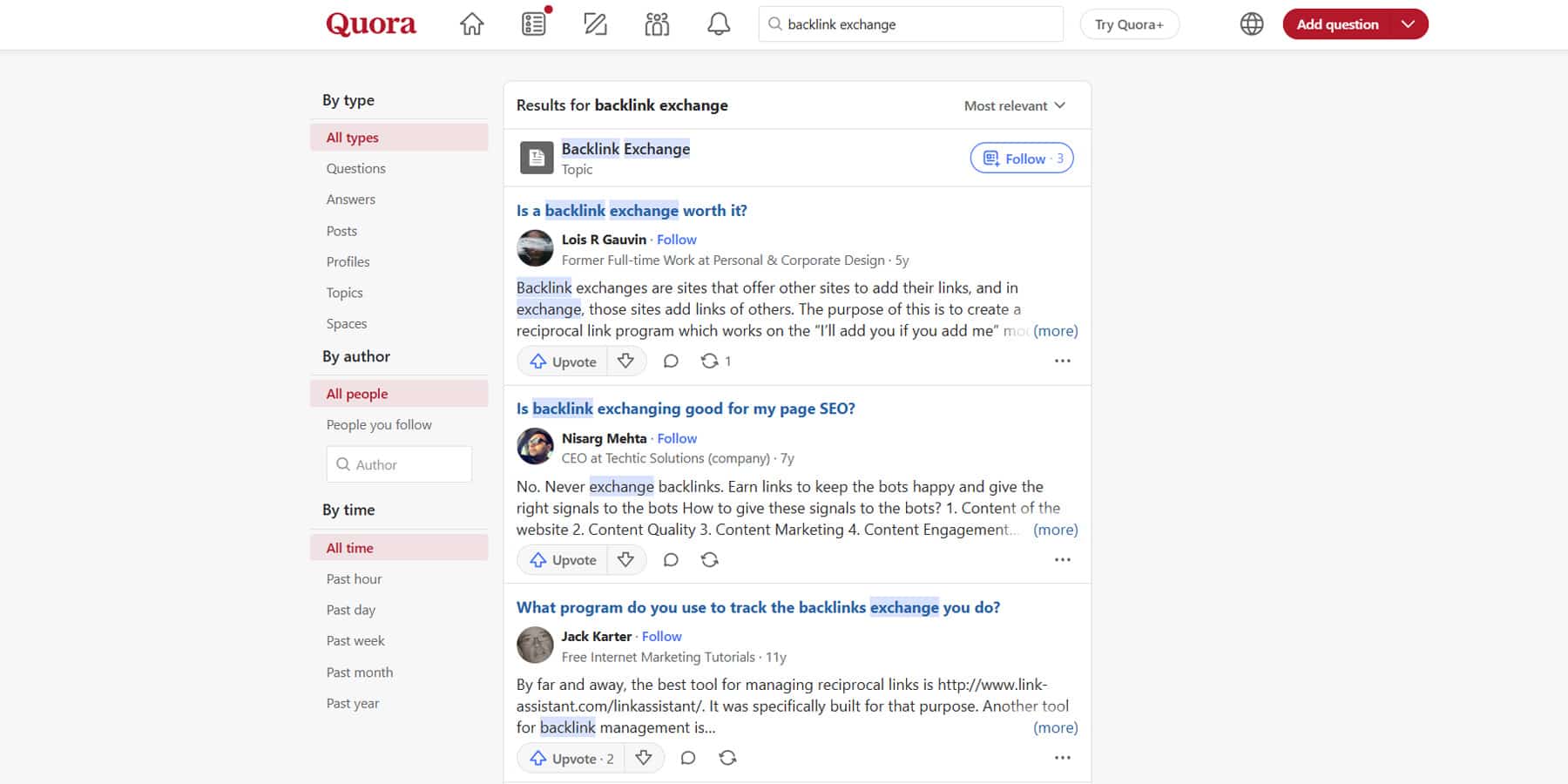 Quora as free Backlink Exchange Platform